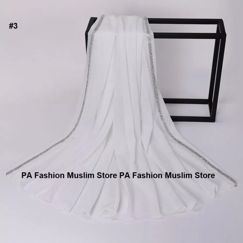 Rhinestone Edge Chiffon Hijab Elegant - Image 5