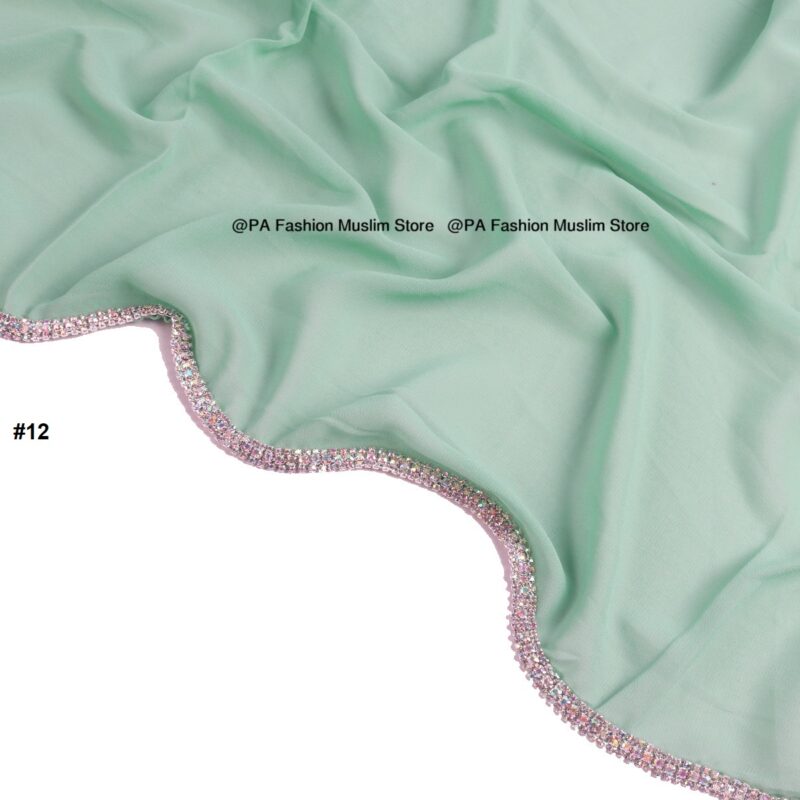 Rhinestone Edge Chiffon Hijab Elegant - Image 4