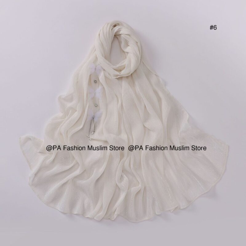 New Silver Wrinkled butterfly Long Scarf​ Headscarf Muslim - Image 5