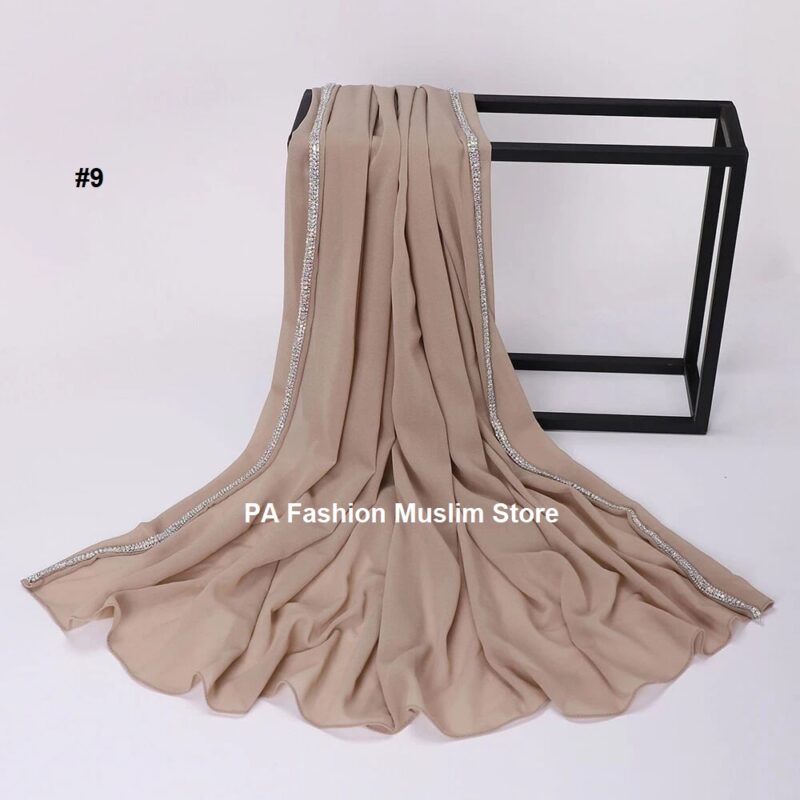 Rhinestone Edge Chiffon Hijab Elegant - Image 8