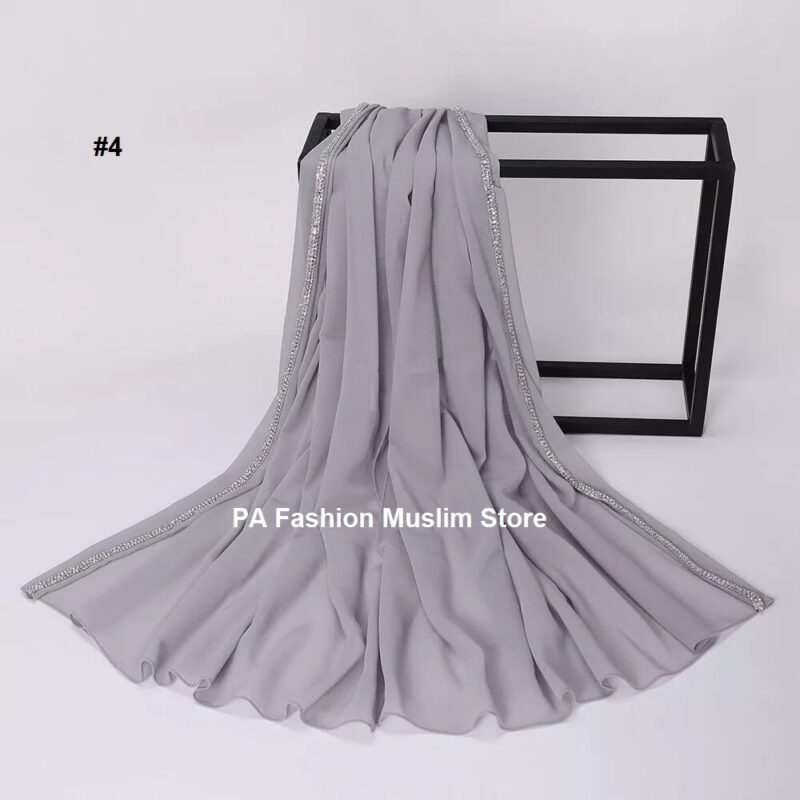 Rhinestone Edge Chiffon Hijab Elegant - Image 10