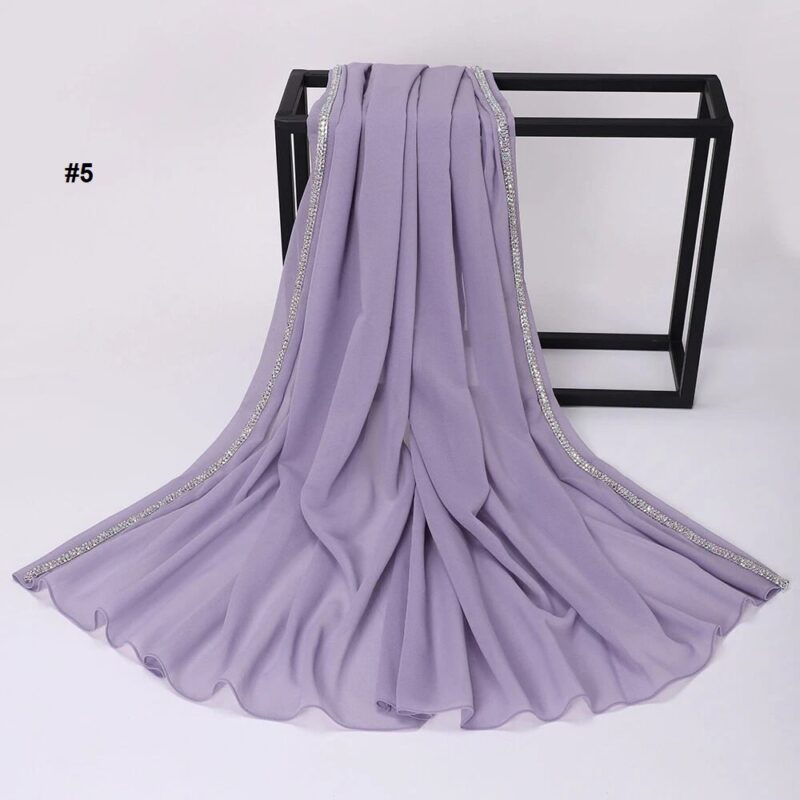 Rhinestone Edge Chiffon Hijab Elegant