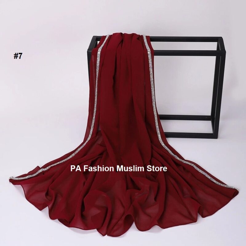 Rhinestone Edge Chiffon Hijab Elegant - Image 9