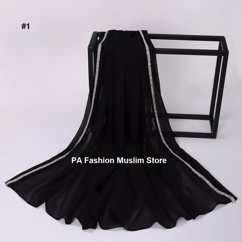 Rhinestone Edge Chiffon Hijab Elegant - Image 12