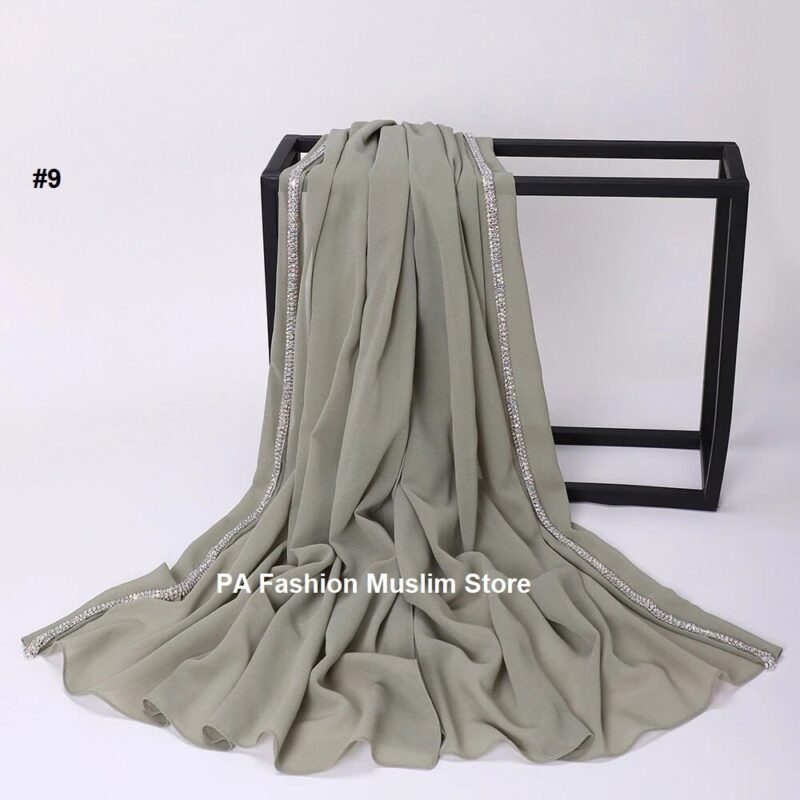 Rhinestone Edge Chiffon Hijab Elegant - Image 7